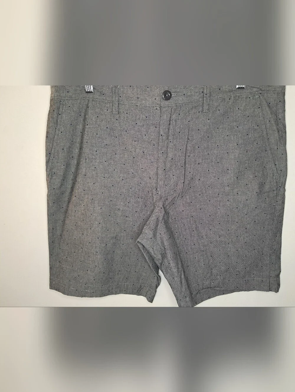 J. Crew Men's Pin Dot Casual Cotton Chino Shorts Gray & Navy Blue Size 34